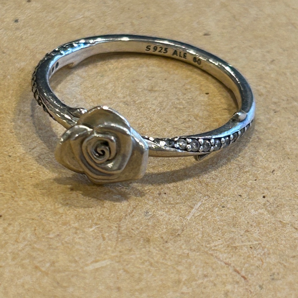 Pandora rose in bloom ring sterling silver size 60 size 9 ALE CZ